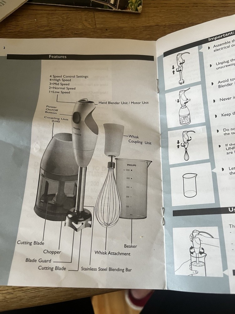 Phillips Hand Blender Chopper HR 1358 Instruction Manual