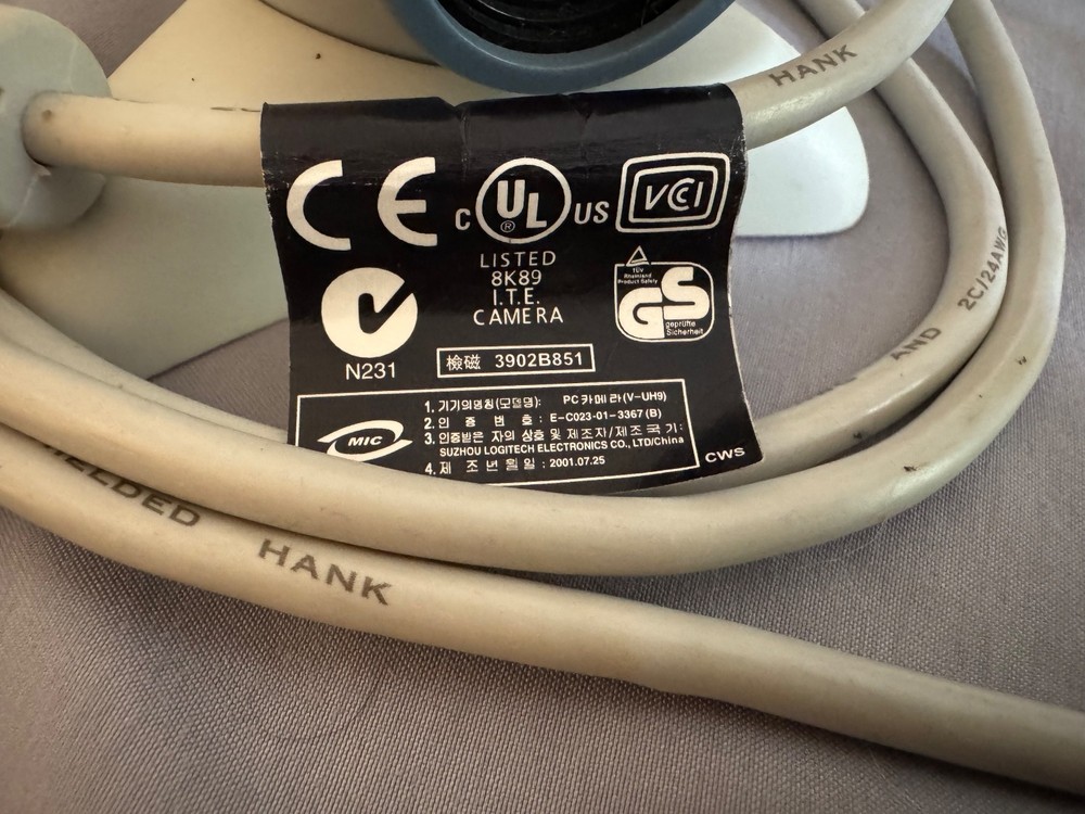 Logitech V-UH9 Webcam with Stand Untested AS IS