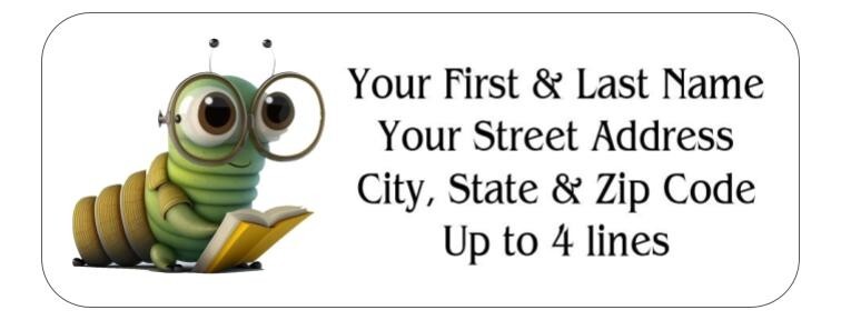 150 Cute Bookworm Reading Mailing Return Address Labels Personalized