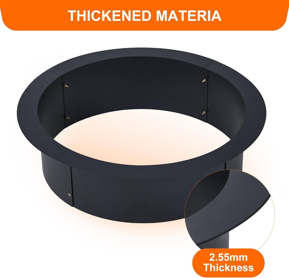 Fire Pit Ring Heavy Duty Metal Round Firepit Rim Insert for DIY Fire Pit Camping