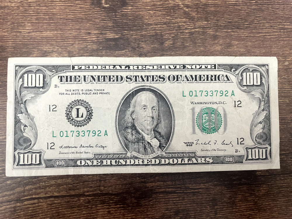 1988 Series 100 Dollar Bill