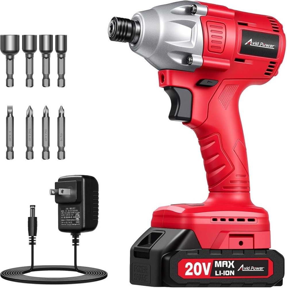 Variable Speed Cordless Impact Driver Kit with LED Light & 4 Sockets Included