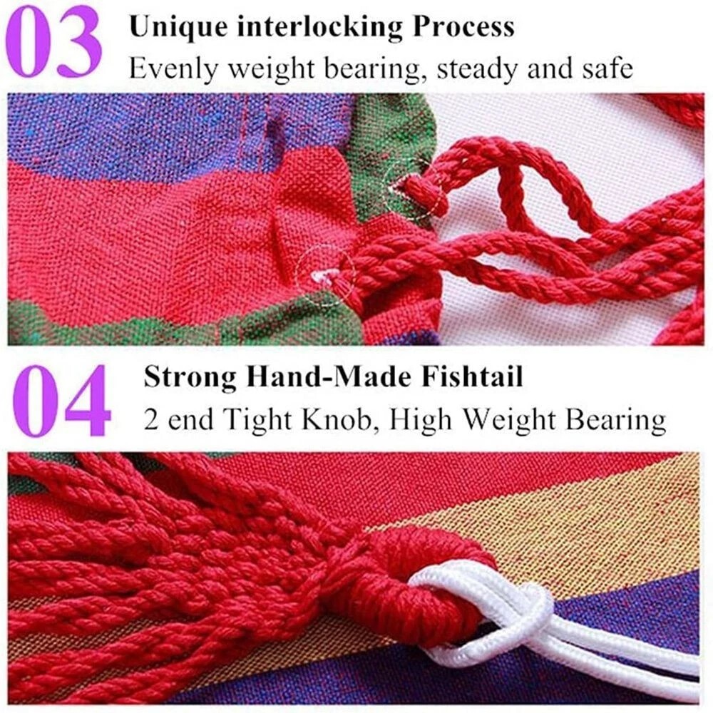 2 Person Double Camping Hammock Chair Bed Outdoor Hanging Swing Sleeping Garden