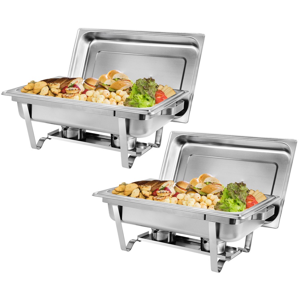 Lot 2~8 Quart Stainless Steel Rectangular Chafing Dish Full Size Buffet Catering