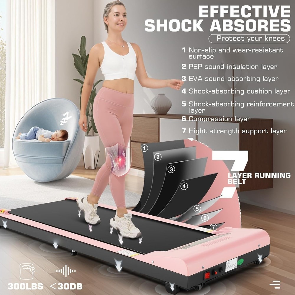 2 in1 Foldable Under Desk Treadmill for Home Use Remote-Control with LED Display