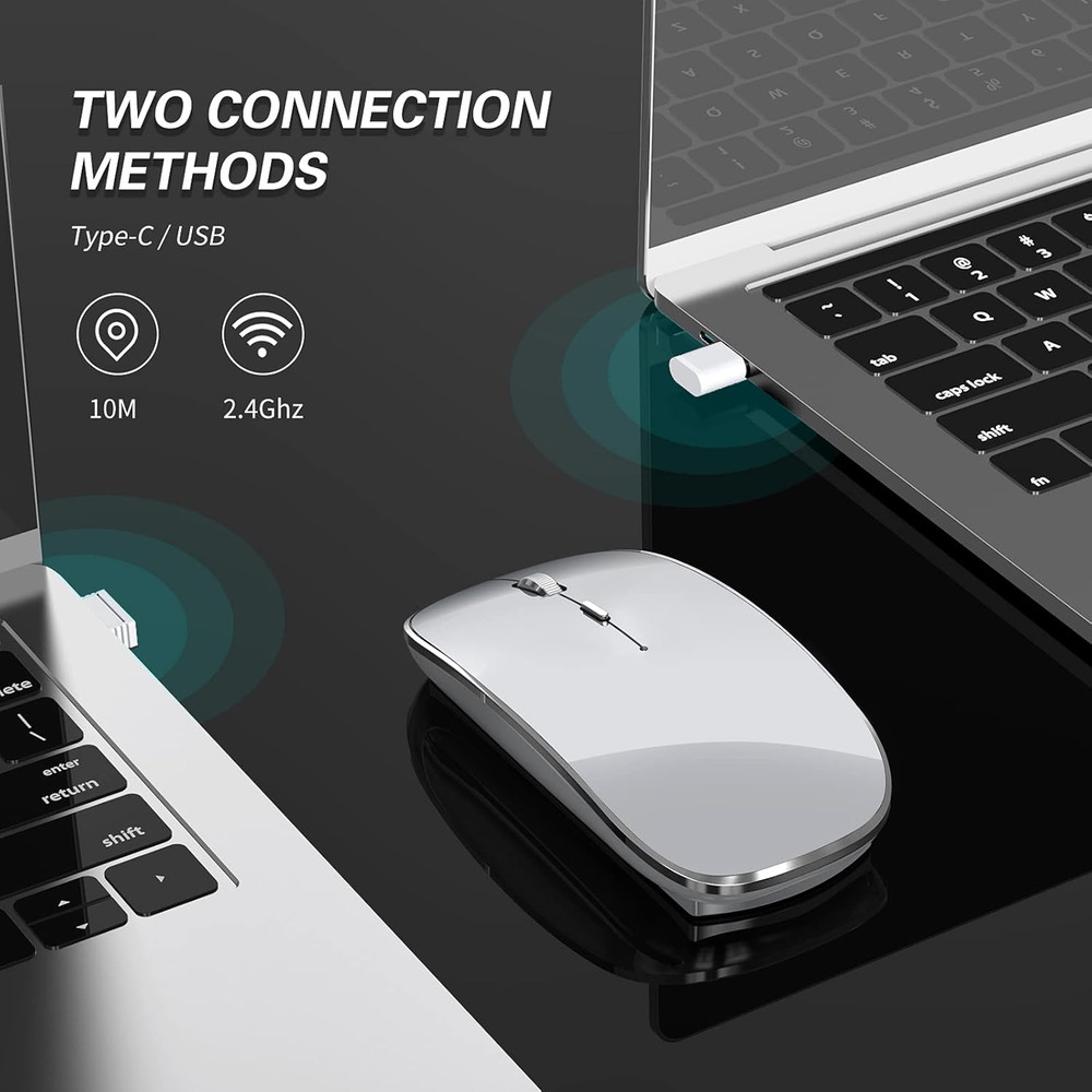 Wireless Mouse Chargeable Portable Silent USB and Type-C Dual Mode Wireless Mous