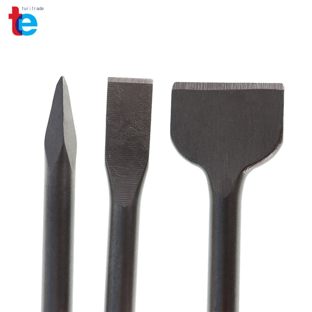Concrete Drill Bit Set Includes Point Chisel + 20mm & 40mm Flat Chisel 6-Pack