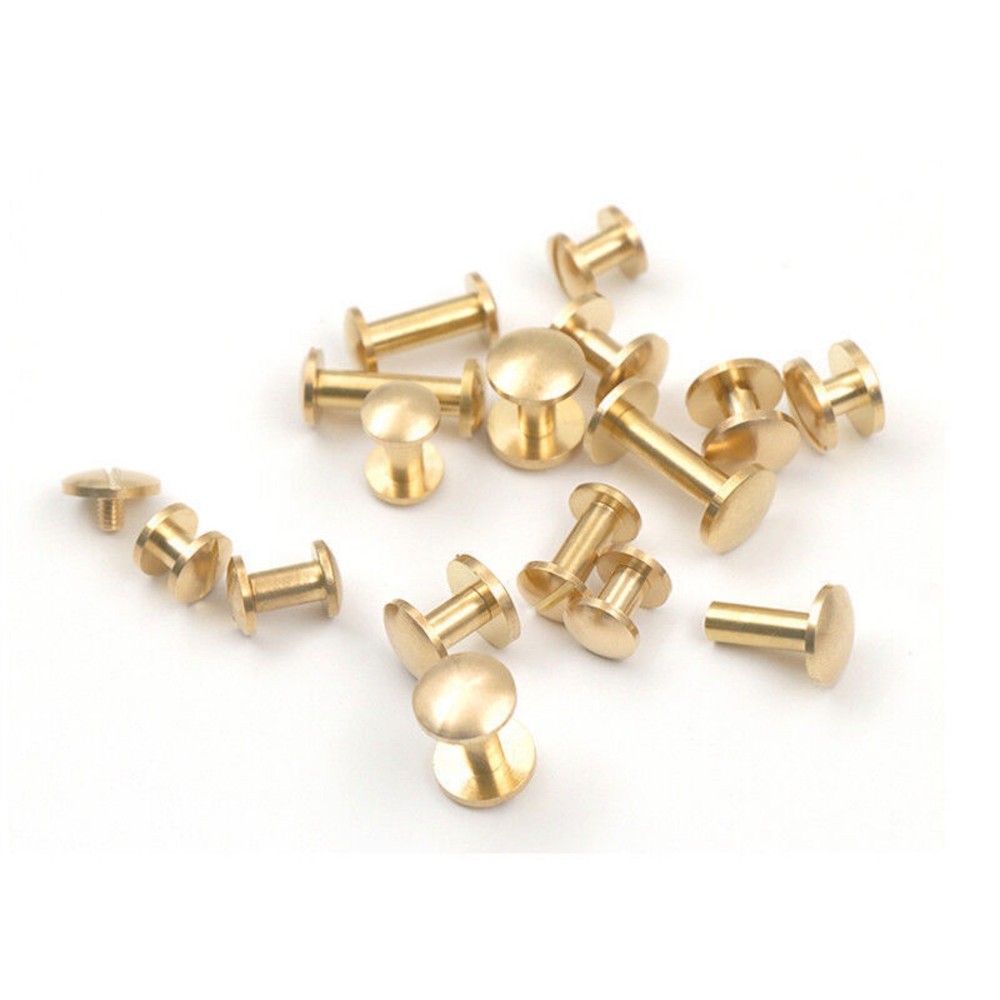Solid Brass 8mm 10mm Wide Chicago Screws Studs Leather Craft Rivets Binding Book