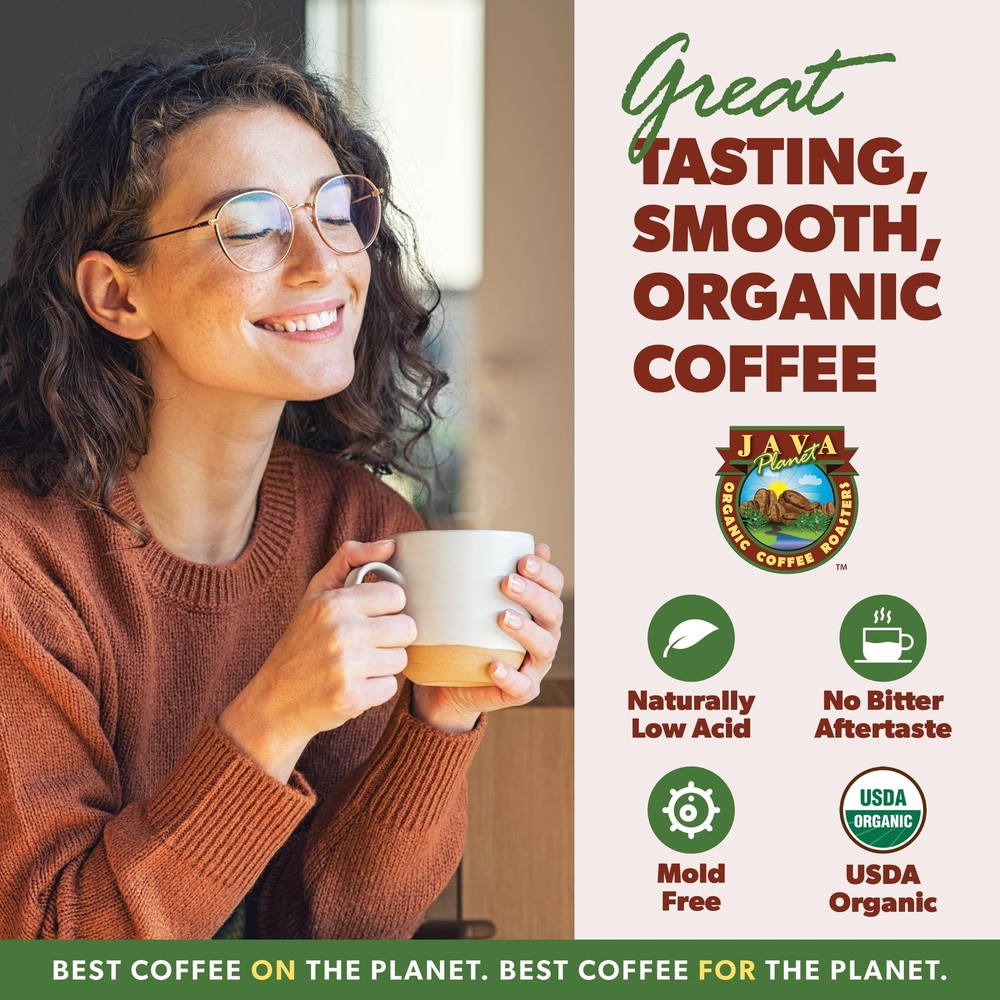 Java Planet Organic Colombian Coffee - Low Acid Medium Dark Roast 1LB