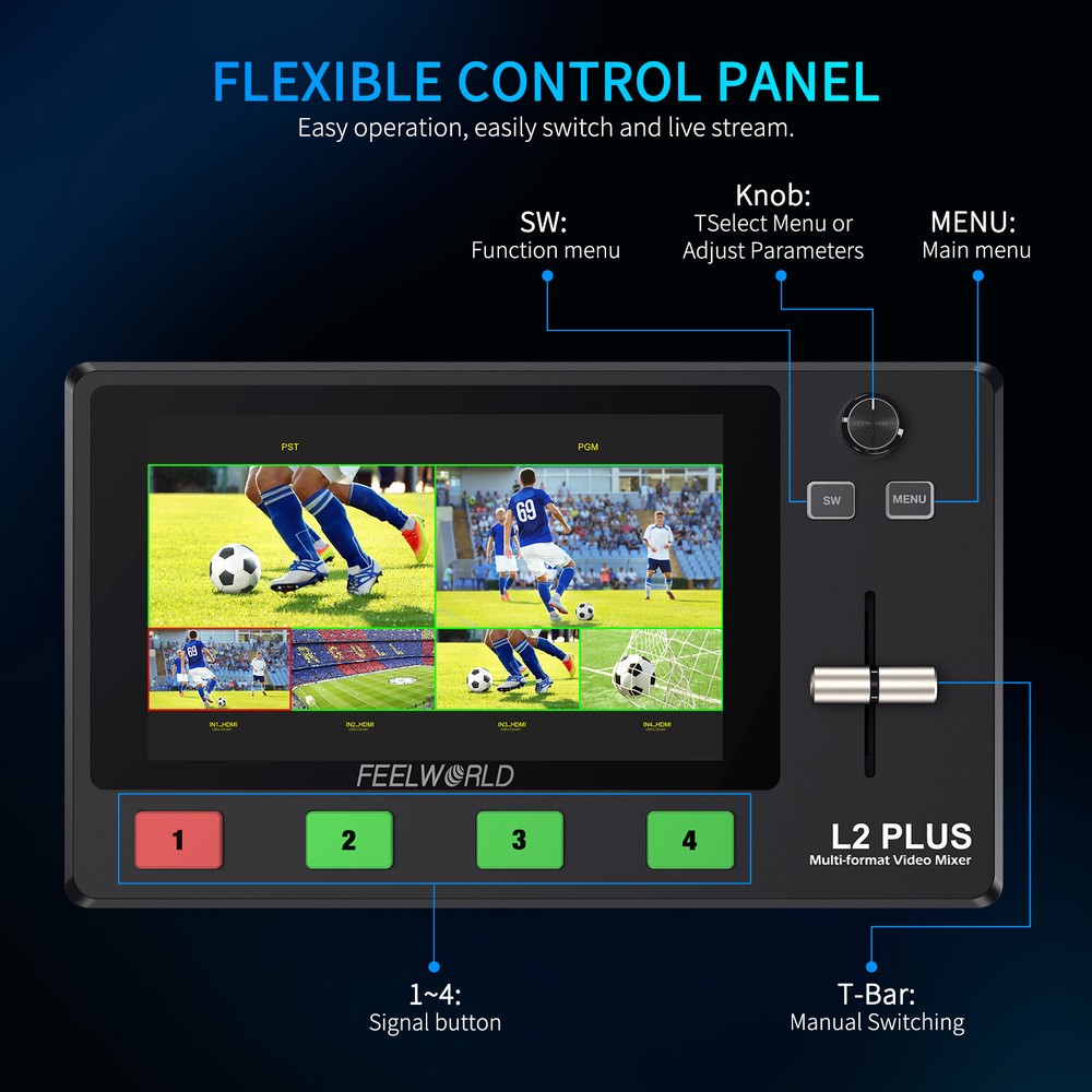 FEELWORLD L2 PLUS Live Video Mixer Switcher LCD Touch Screen 5.5 inch