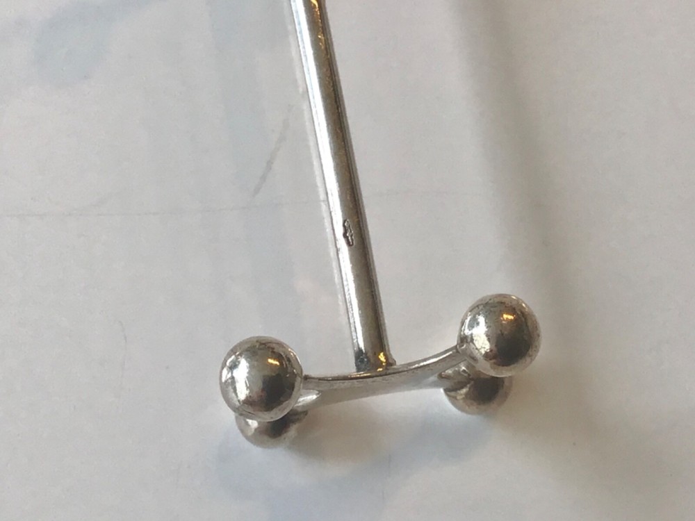 Antique Rare Dutch silver knife rest 12/PS “ Boules” Pattern