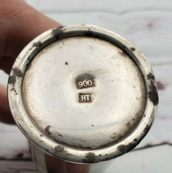 900 Silver salt shaker with glass liner
