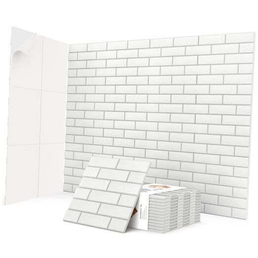 12Pack Acoustic Panels, Self-Adhesive 3D Brick Pattern Sound Proof Panels White