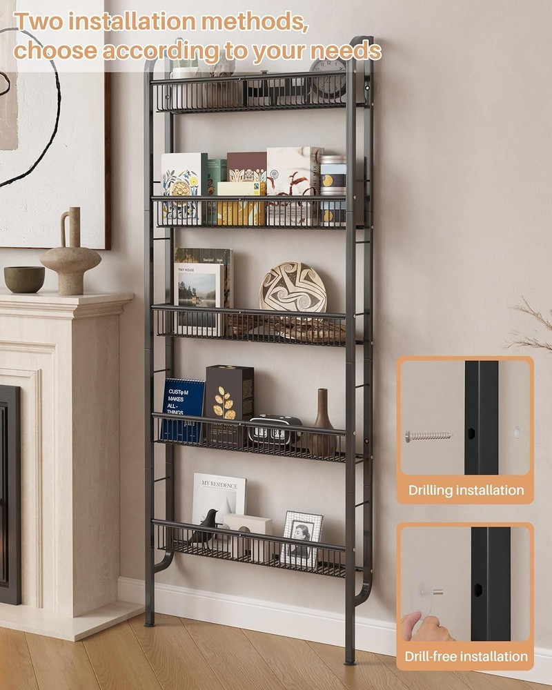Behind the Door 5-Tier Black Storage Shelf: Modern and Versatile Solution