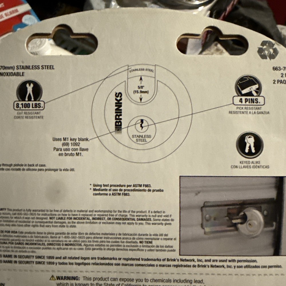2 pack BRINKS PRO MAX SECURITY LOCK 663-70201