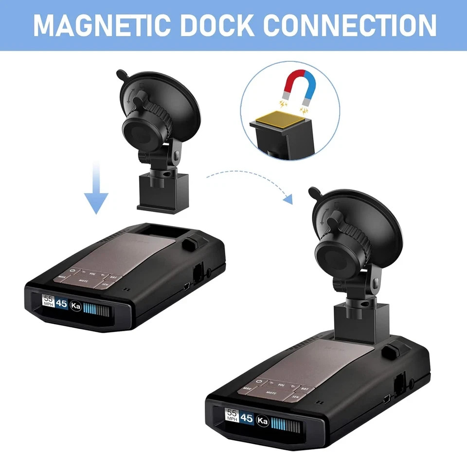 Radar Detector Mount,Car Radar Mounting Bracket,Windshield and Dashboard Suction