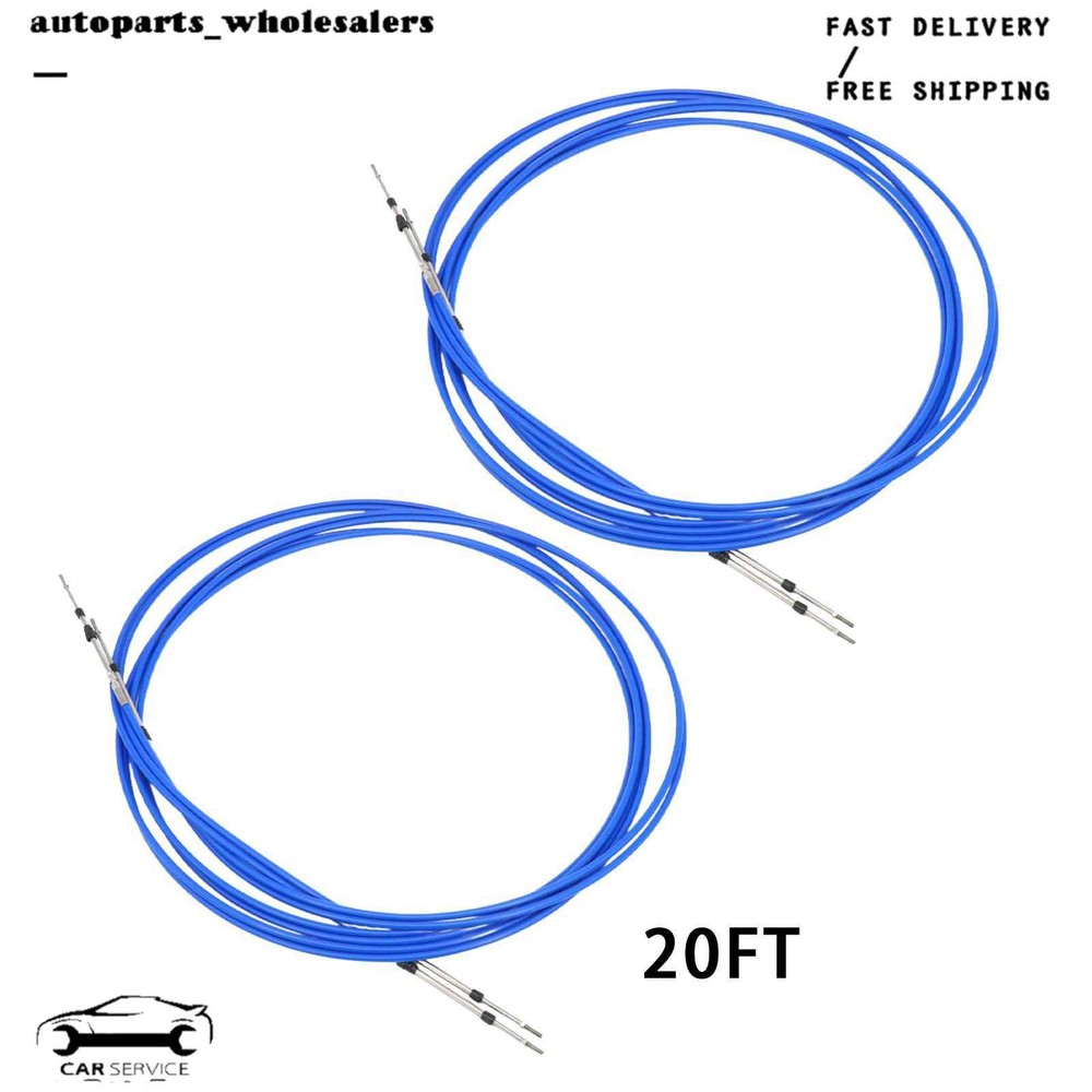2PCS 20FT 33C For Yamaha Boat Control LeverThrottle Control Cable Universal