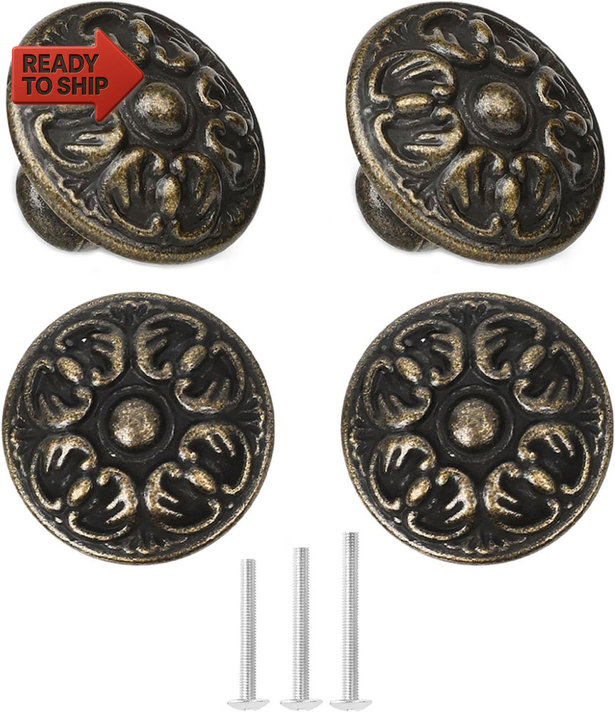 Octinpris 4X Euro Style Antique Brass Kitchen Cabinet Knobs Pull - Vintage Draw