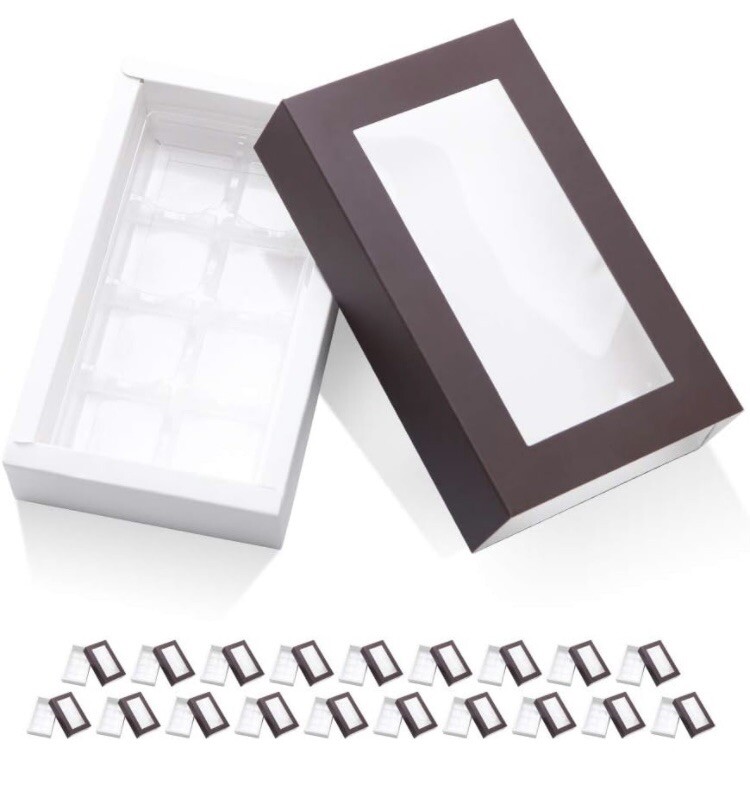 20 Truffle Box, Chocolate Box Packaging, Candy Boxes with 8-Piece Plastics Tray