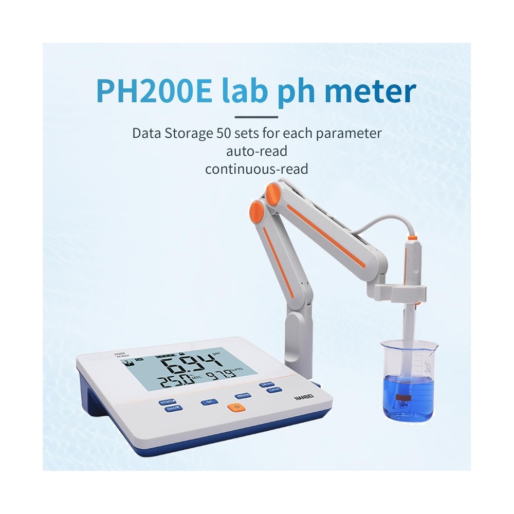 Lab Benchtop pH Meter, 1-3Points Auto Calibration,0.01 pH Accuracy,200 Sets o...