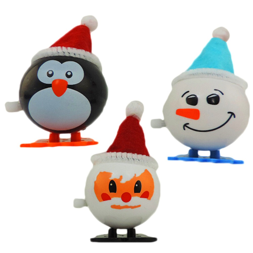3 Pack Wind Up Jumping Christmas Set Santa Snowman & Penguin