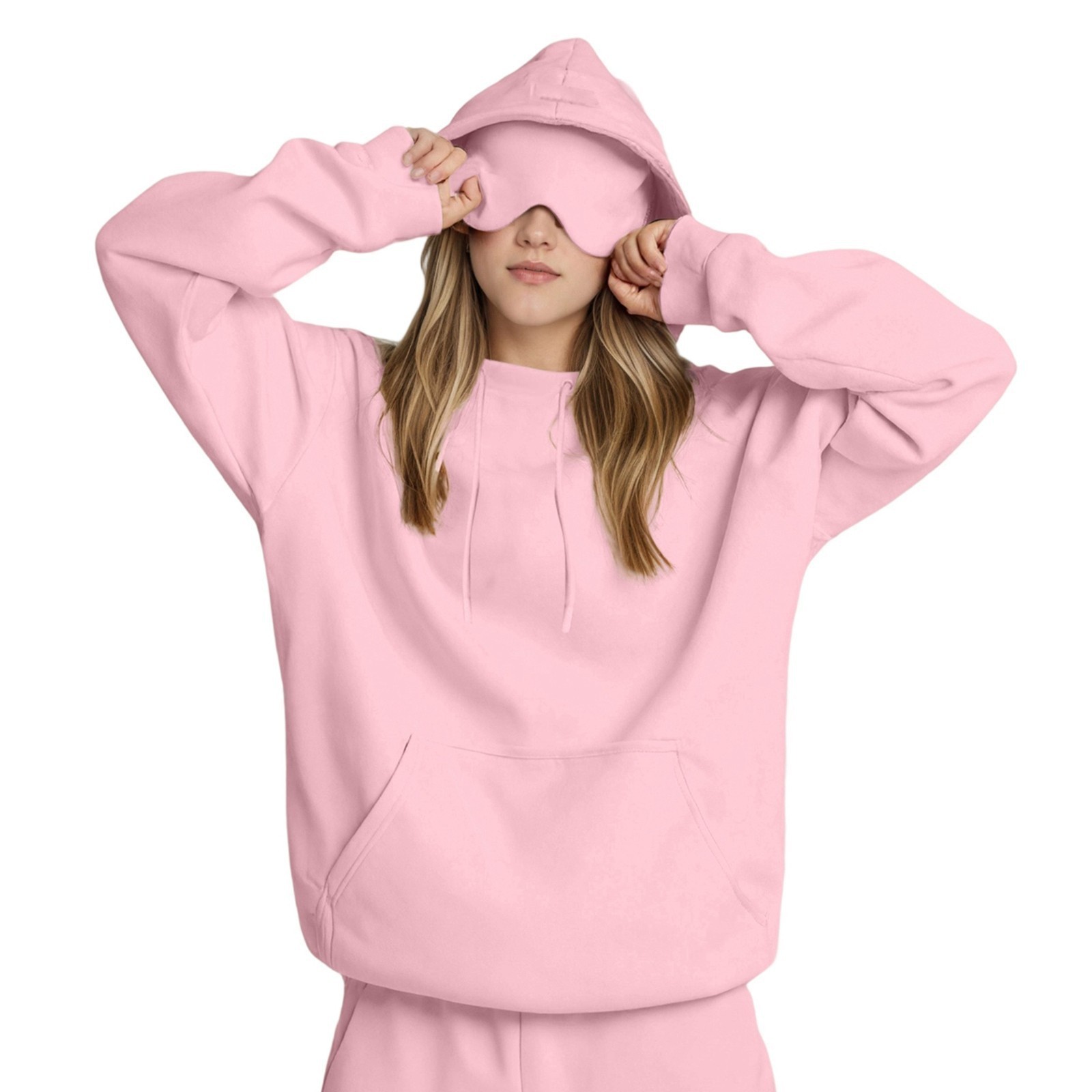 Hoodie with Eye Mask Built In, Airplane Mode Travel Hoodies with Hidden Pockets