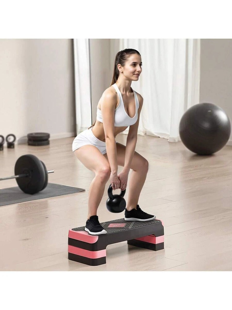 Aerobic Exercise Step Platform 28-Inch Workout Stepper Height Adjustable Fitnes
