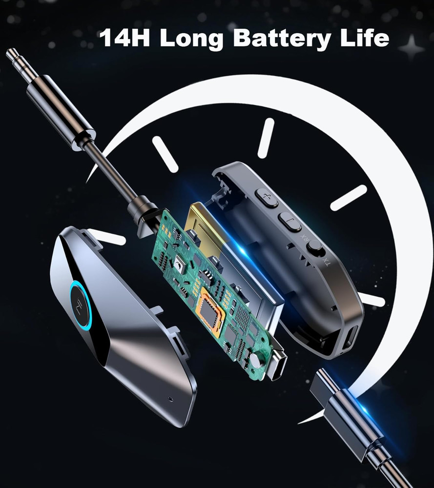 Bluetooth 5.3 Transmitter Receiver, Airplane Bluetooth Adapter for Headphones,