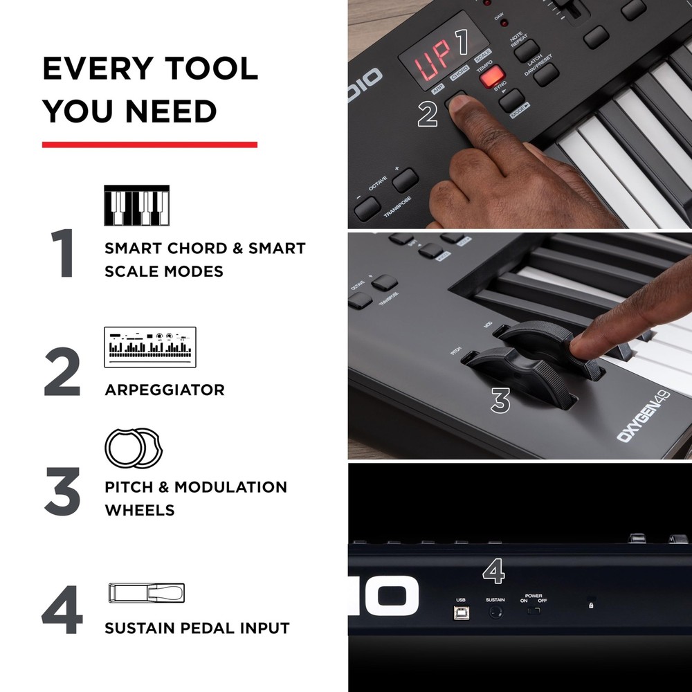 M-AUDIO Oxygen 49 (MKV) Key USB MIDI Keyboard Controller with Beat Pads, Smar...