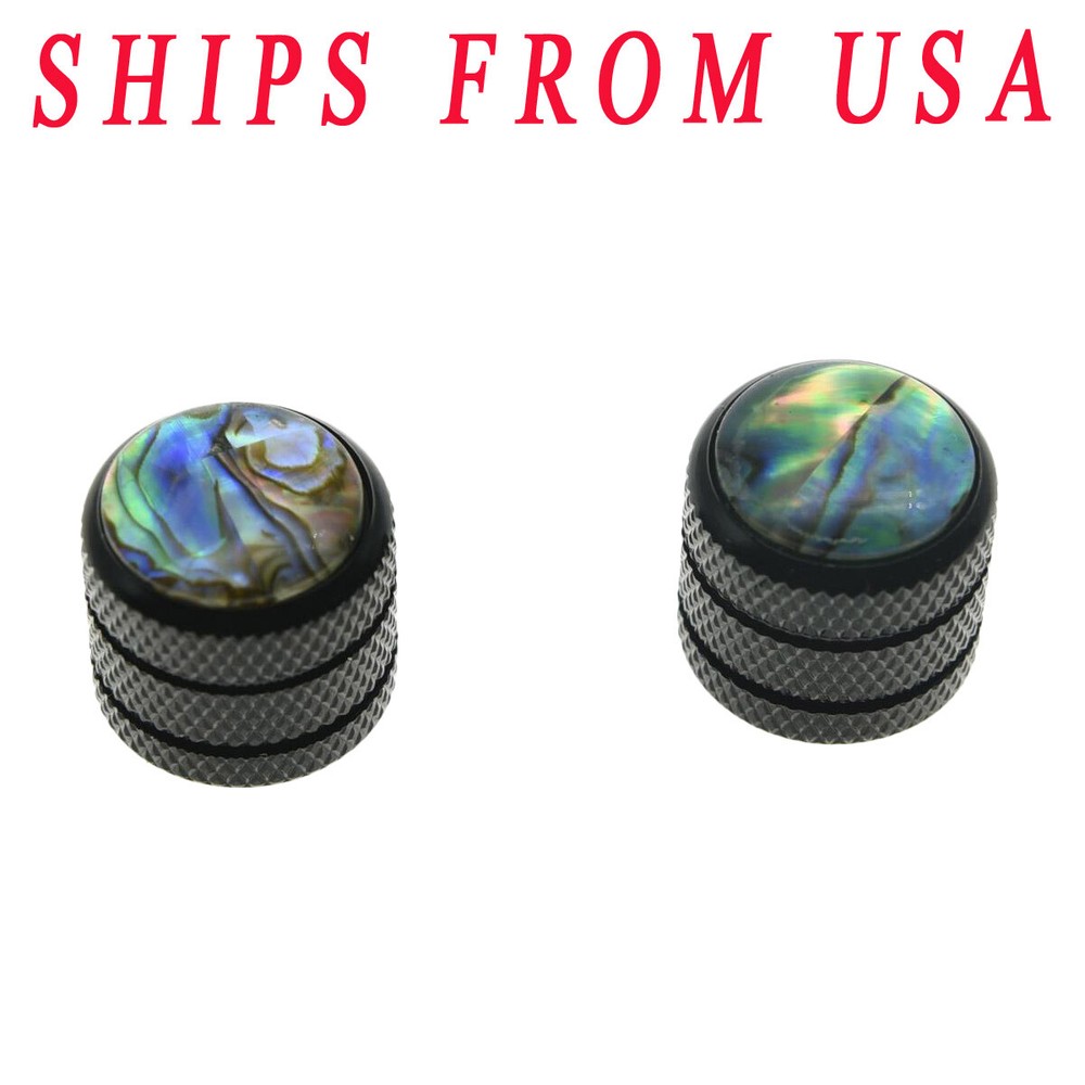 KAISH 2pcs Black Push On 6mm Guitar Abalone Top Dome Knobs Bass Tele Knobs