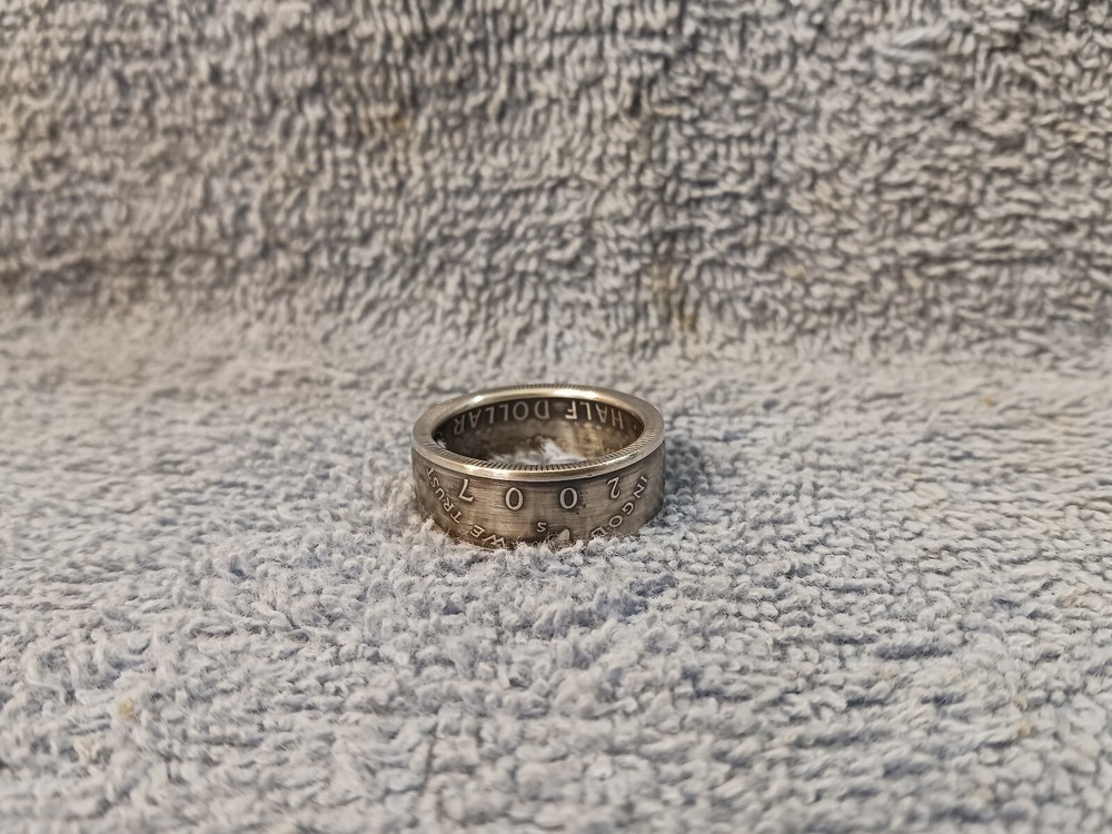 2007 90% Silver Kennedy Half Dollars size 11 coin ring handmade