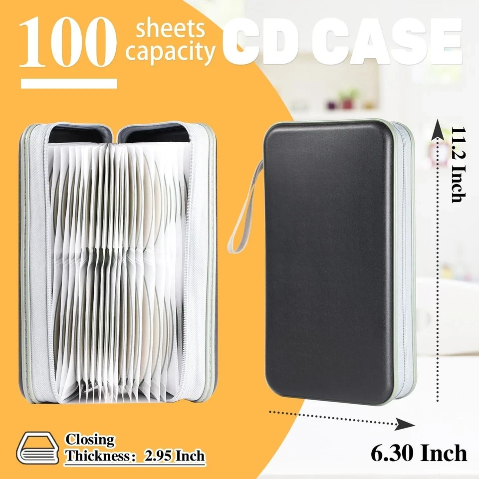 CD Case DVD Storage 4 Pack,100 Capacity DVD Cases Holder CD Storage Case Hold...