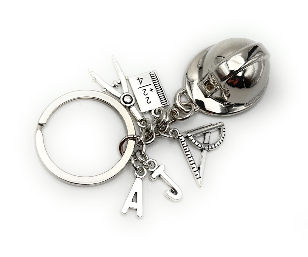 Geometry Helmet Bauzeichenner Corner Circle Keychain Pendant Metal