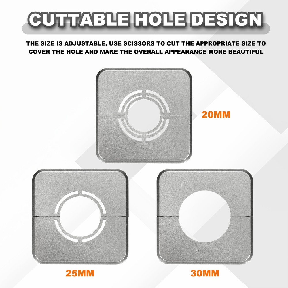 2pcs Wall Split Flange 0.79" Plastic Square Split Flange Pipe Cover, Gray