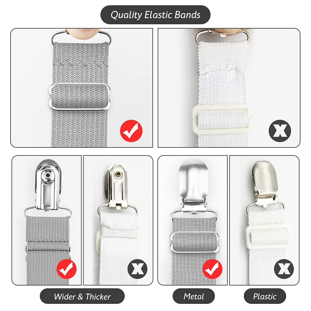 Fitted Sheet Holder Straps 4 Pack Adjustable Elastic Clips For All Bed Sizes