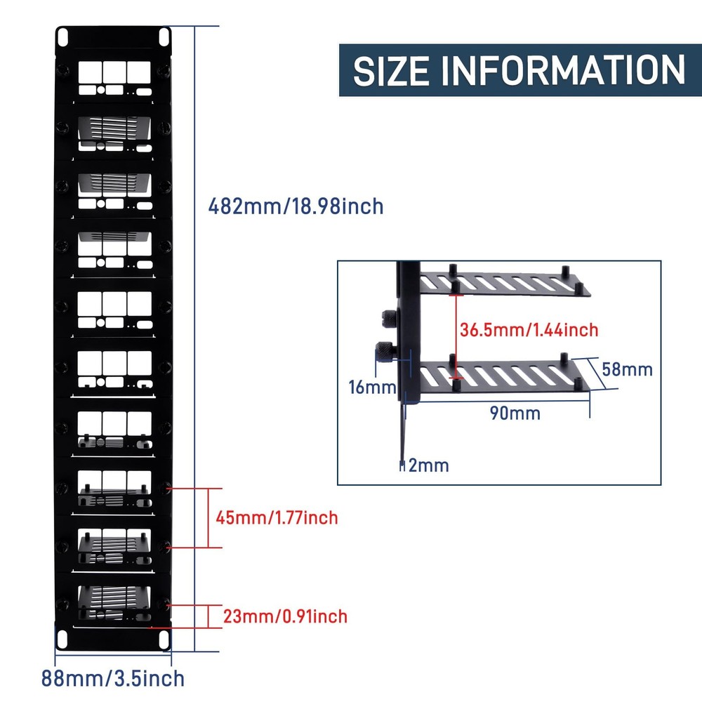 19 inch 2U Rack Mount for Raspberry Pi 5/4B/3B+/3B, with Removable Front Brac...