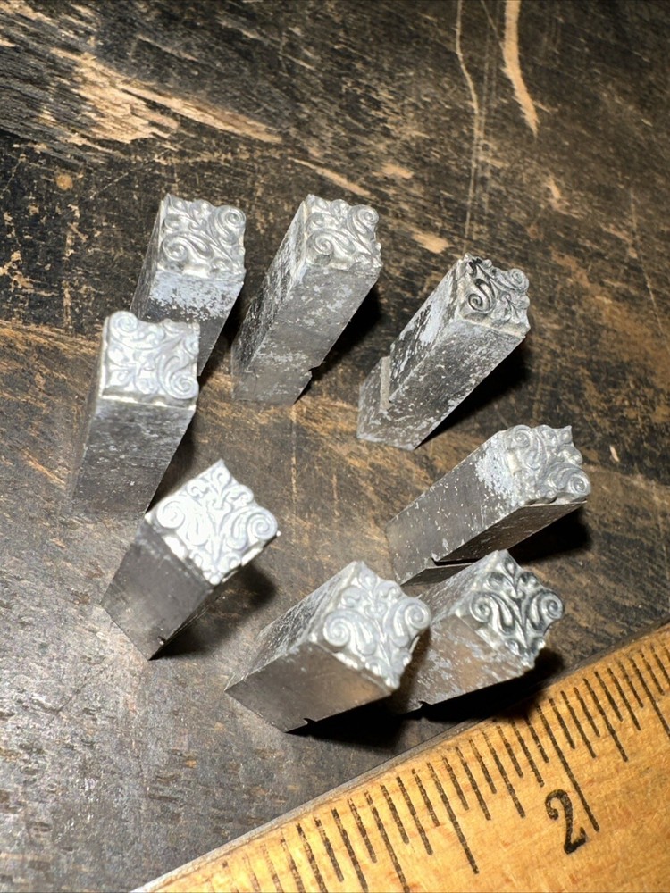 8 Ornamental Printing Blocks Dingbats Lead Print Blocks