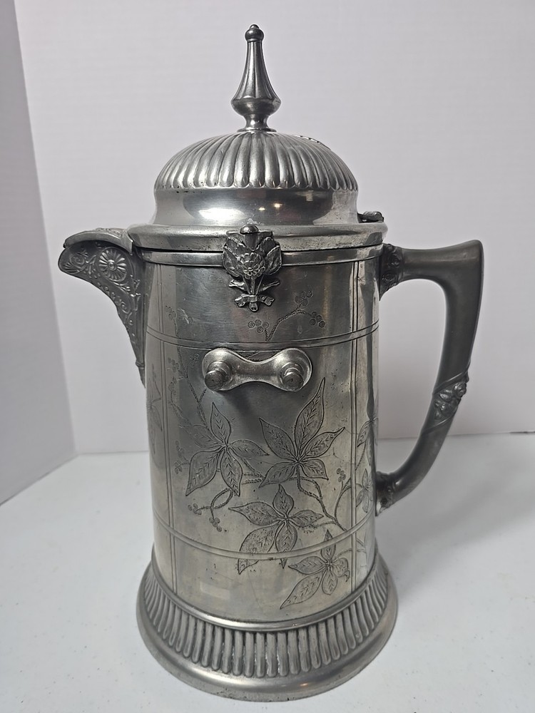 Antique 1879 Silver Plated Reed & Barton Coffee Ice Pitcher 14"