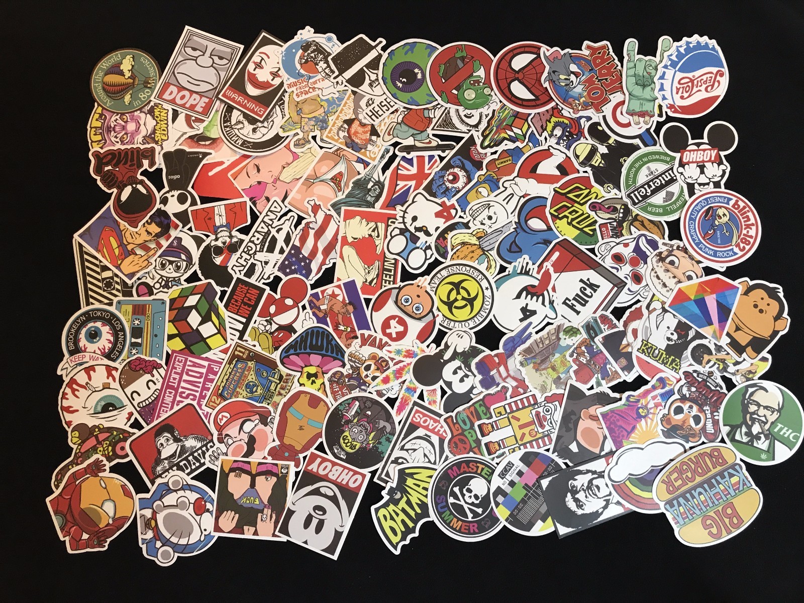 100 Random Skateboard Stickers Bomb Vinyl Laptop Luggage Decals Dope Sticker Lot