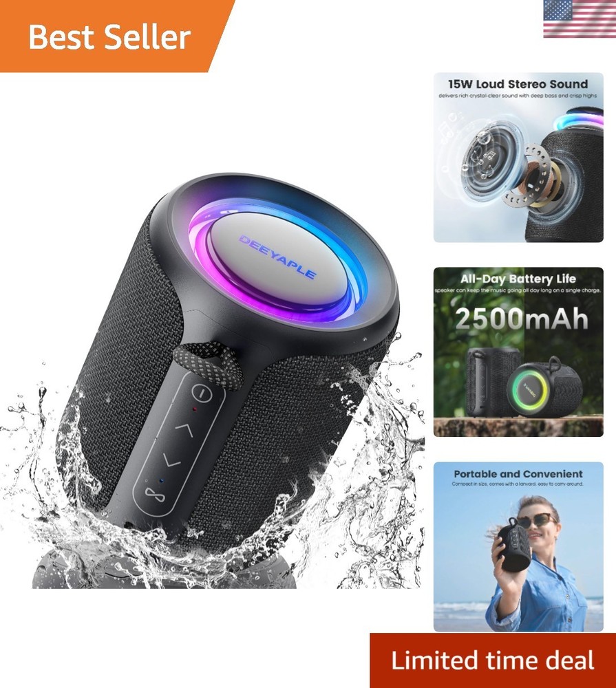 15W Waterproof Bluetooth Speaker with All-Day Battery & Dynamic Lights