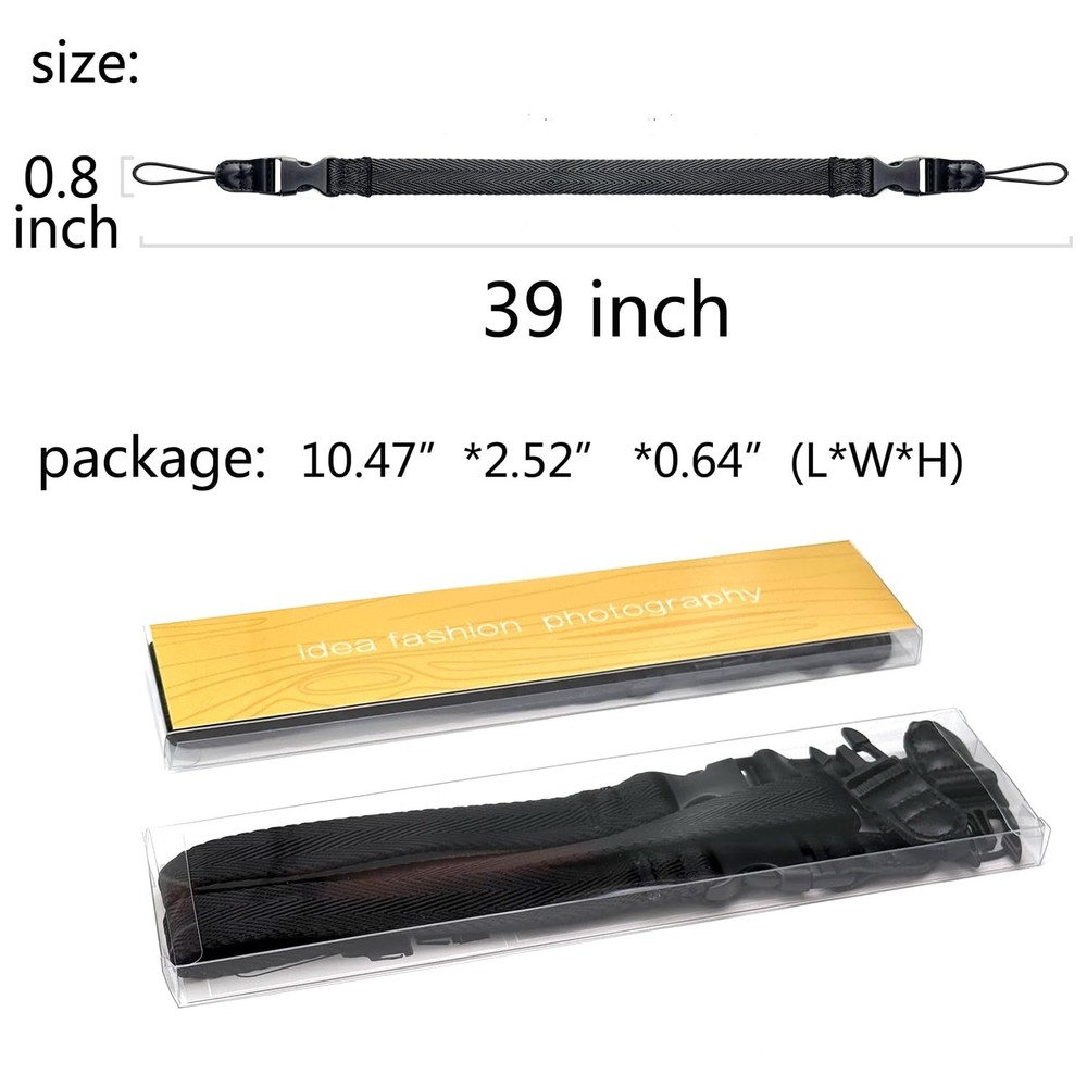 Camera Neck Strap/Thin Washable Soft Strap or 39 inch, Black