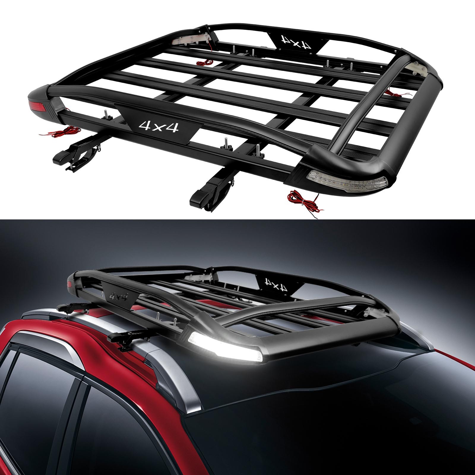For Toyota Prius Aluminum Top Roof Rack Cargo Carrier Basket Holder LED Lights