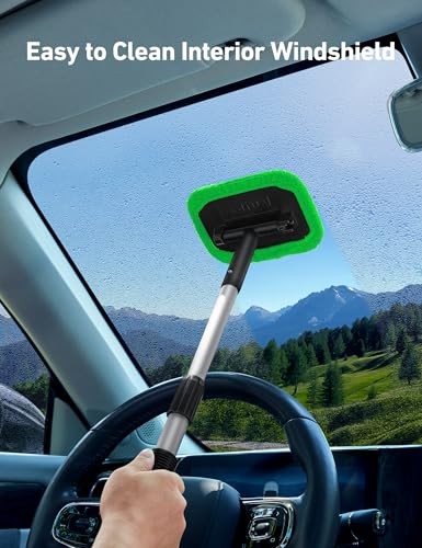Windshield Cleaner, Microfiber car Window Cleaner with 4 Reusable and green