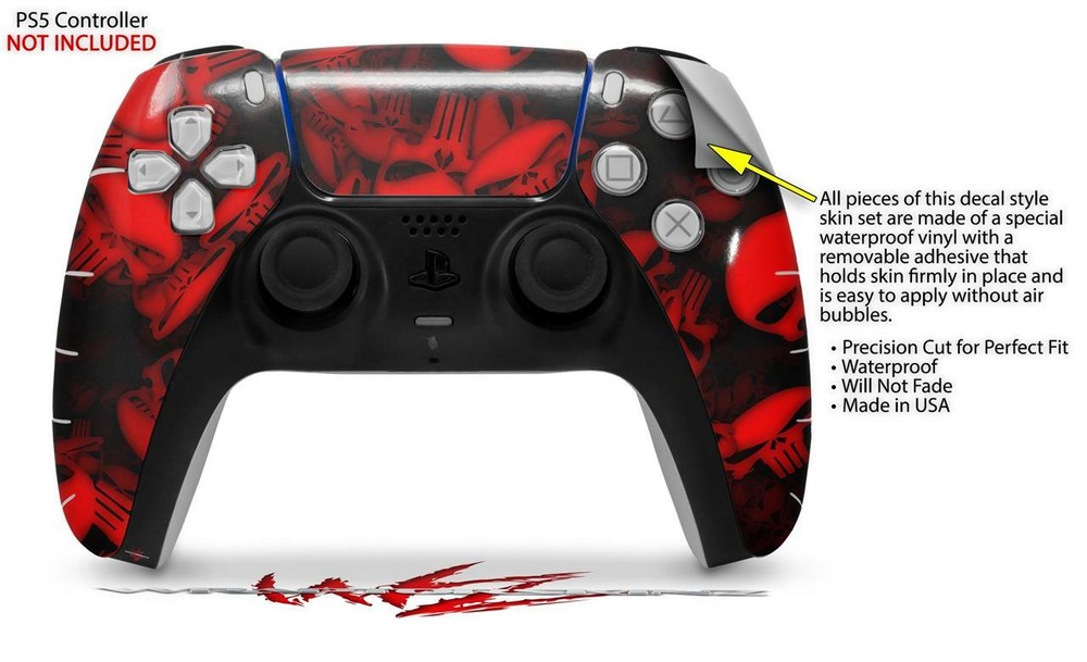 Skin Sony PS5 Controller Skulls Confetti Red