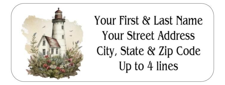 150 Lighthouse Flowers Beautiful Mailing Return Address Labels Personalized