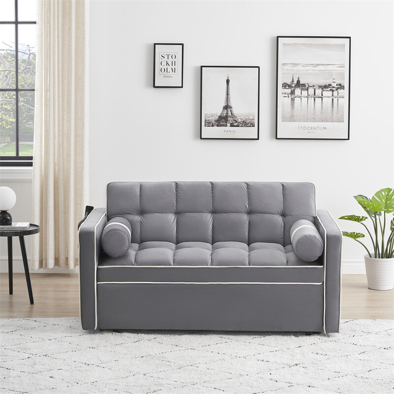 Sleeper Sofa Couch w/Pull Out Bed 55" Modern Velvet Convertible Sleeper Sofa Bed