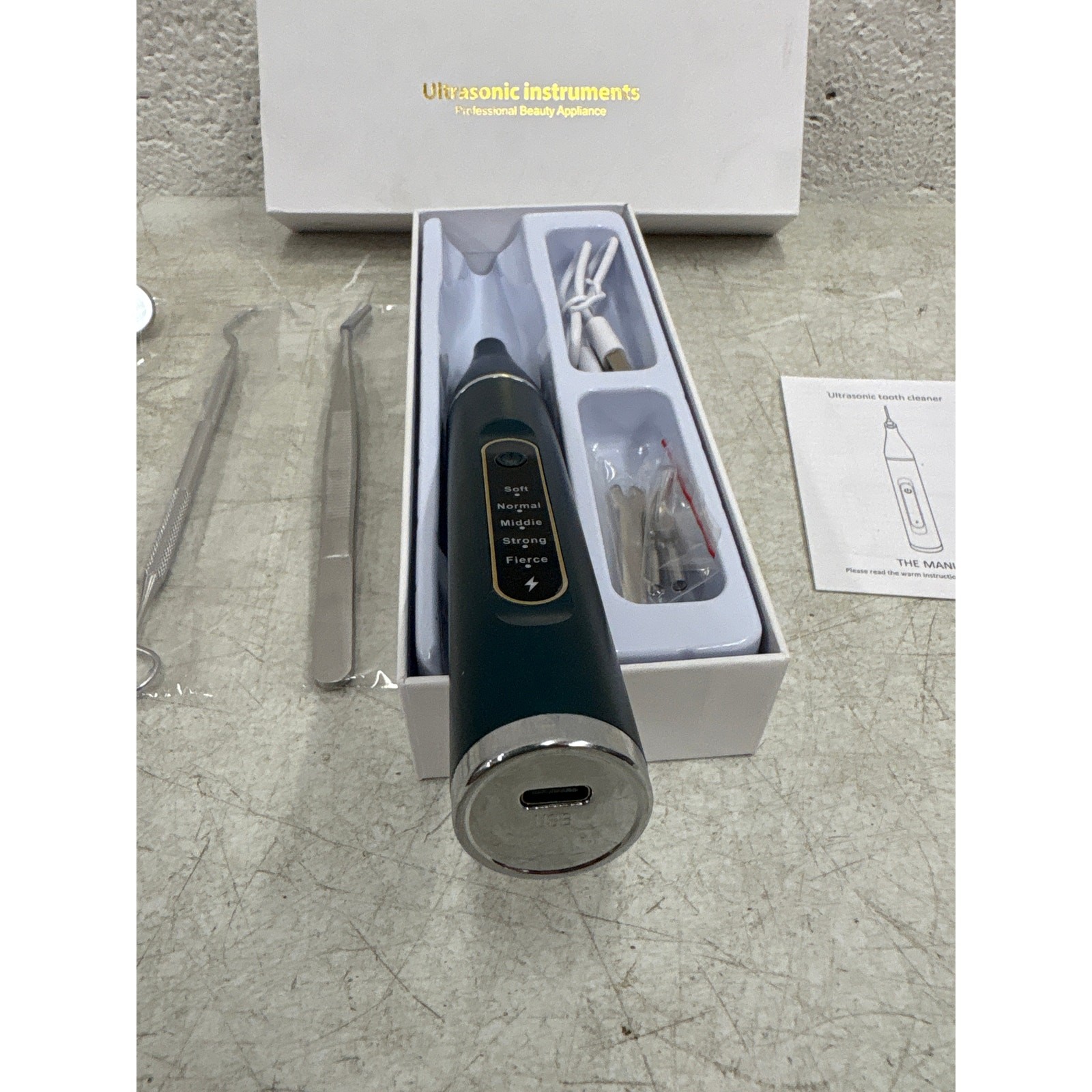 Ultrasonic Tooth Cleaner Tartar Plaque Remover Electric Dental Whiten Kit Green