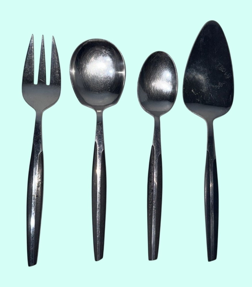 Vintage Eldan ELD2 Stainless Serving utensil Black Handle Flatware Japan