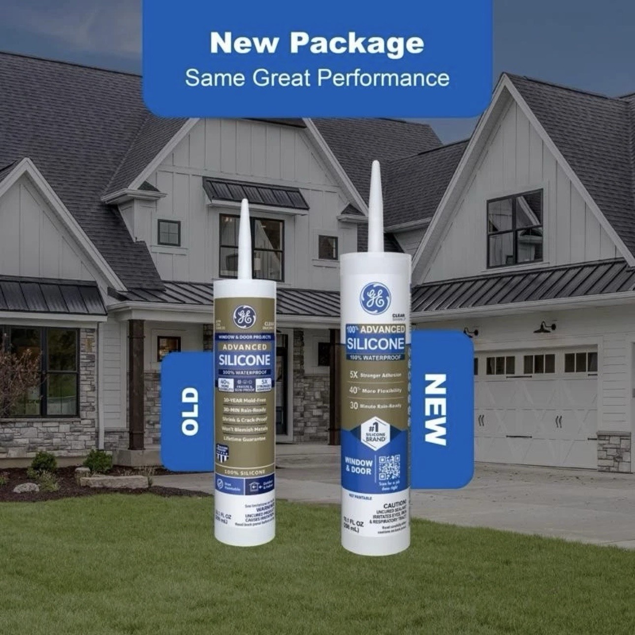 GE Advanced Silicone 2 Window and Door BLACK Silicone Caulk 10.1 oz - Pack of 12