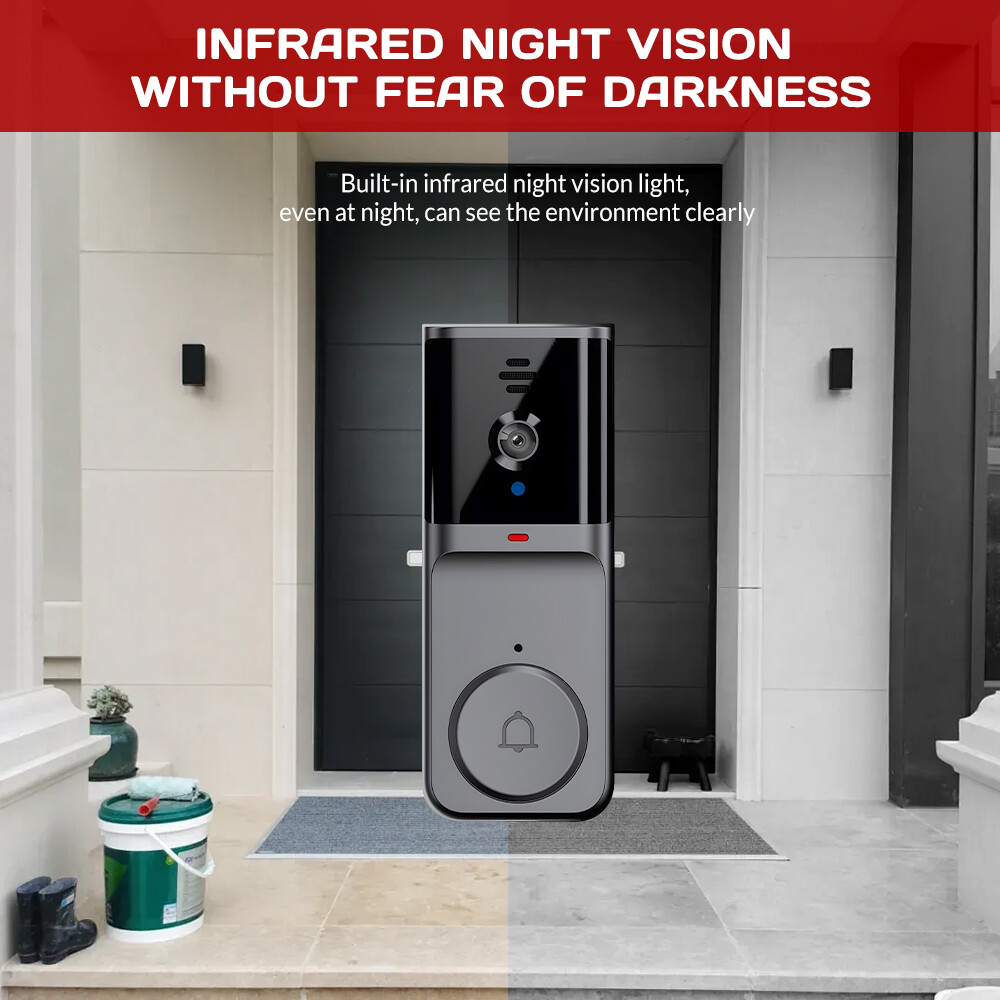 Wireless Intercom Doorbell HD Night Vision 4.3in lPS Screen Visual Camera Ring